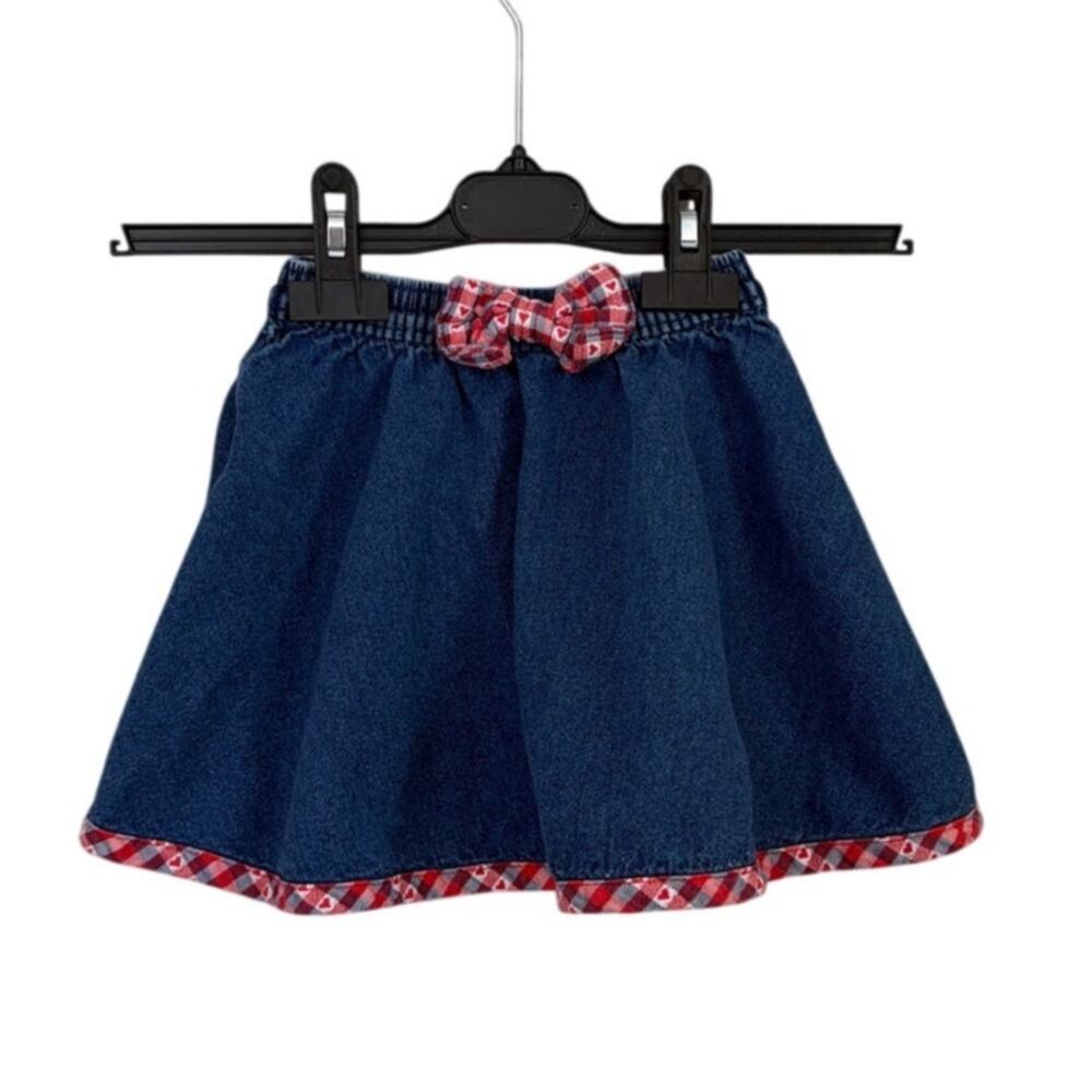Vintage Osh Kosh 100% cotton made in USA skirt plaid apple hem size 4T